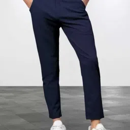 rishi traders Pack of 2 Men Slim Fit Black, Blue Lycra Blend Trousers image 5