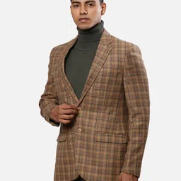 raymond Men Checkered Single Breasted Formal Blazer image 3