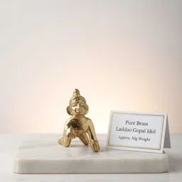 rasiya collection 100% Pure Brass Laddu Gopal Idol (Gold) 50G Decorative Showpiece - 5 cm image 4