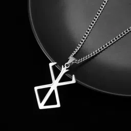 rappersshop Minimalist Geometric Abstract Pendant Locket with Chain Sterling Silver Stainless Steel Pendant Set image 5