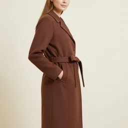 wineberry Wool Solid Coat For Women image 4