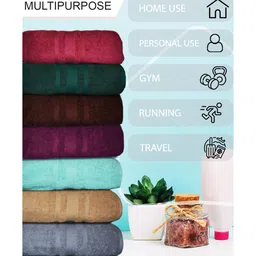 athom living Brown & Red Cotton Solid 500 GSM Bath Towels (Set of 2) image 4