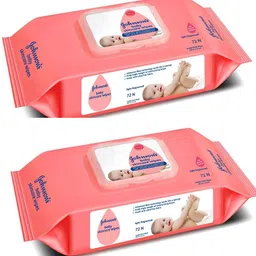 johnson's Baby Wet Wipes 2x72 Wipes | Alcohol & Soap Free | Prevents Rashes & Redness image 1