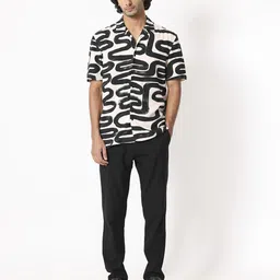 rare rabbit Men Slim Fit Printed Spread Collar Casual Shirt image 3