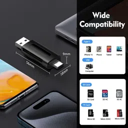 Good One 4 in 1 SD & TF Card Reader with Type-C & USB Ports, Portable Memory Card Reader Card Reader image 4