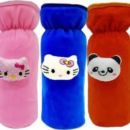paddy baby Soft Plush Stretchable Baby Feeding Bottle Cover with Easy to Hold Strap |Suitable for 250 ml Baby Feeding Bottle Cover Pack of 3-Blue_Pink_Red-picture-19