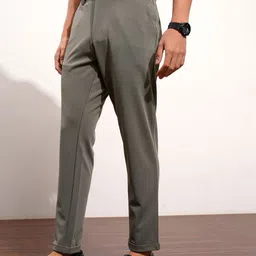 highlander Knitted Men Slim Fit Green Cotton Blend Trousers image 4