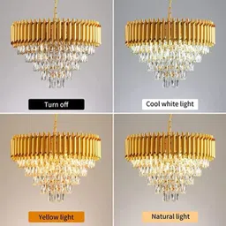 baslash 600mm Full gold Round Chandelier For Living Room Bed Room Chandelier Ceiling Lamp image 3