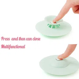 dee sons 2-in-1 Silicone Sewer Sink Sealer Cover Drainer Stopper with Hair Catcher Hair Wash Basin image 2