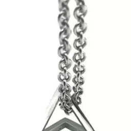 pasu fashion Trendy Simple Square Triangle Interlocking Pendant Necklace Silver Silver Pendant Set image 2