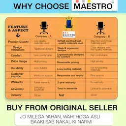 maestro Home & Office Mesh Chair with Fixed Handles - Comfortable Desk Fabric Office Conference Chair image 5