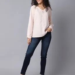 cantabil Women Regular Mid Rise Dark Blue Jeans image 5