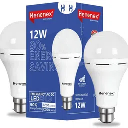 henonex 12W LED Bulb with Shockproof Build|Pck of 2 4 hrs Bulb Emergency Light image 1