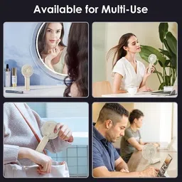 PLERIZA Rechargeable with LED Light – Foldable Mini Fan, Small Fan,USB Charging Hand Fan with 1200mAh Battery & 3 Speed Modes | Travel, Makeup, Kitchen USB Fan image 5