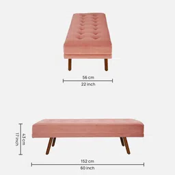 casacraft from pepperfry Olympia Bench in Blush Pink Colour image 2