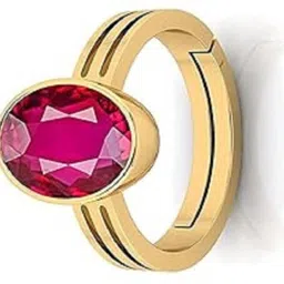 kushmiwal gems 11.25 Ratti 10.00 Carat Natural Ruby Stone Manik Ring Adjustable Panchdhatu Ring Brass Ruby Gold Plated Ring image 3