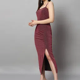 vaararo Women Bodycon Red Maxi/Full Length Dress image 3