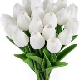 jktraders White Tulips Artificial Flower with Pot image 4
