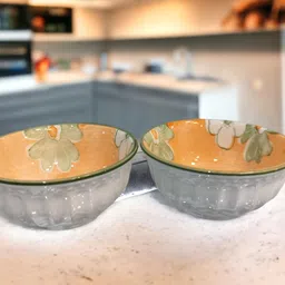 lemon tree Ceramic Serving Bowl Ceramic Small Round Shape Dips/Nuts/Dessert Serving 2 Pcs Bowl Set For Dining image 1
