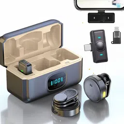 ATSK HUB Q8 Display Wireless Mic with Clip | Noise Reduction Microphone for Vlogging Camera Microphone-picture-11