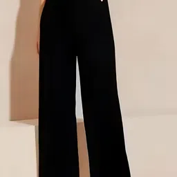 dervishi Women Regular Fit Black Cotton Blend Trousers image 1