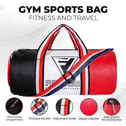 fitaari 25 L Gym Duffel Bag - Premium Gym Duffel Bag With A Classy Black Gym Bottle - Black, White, Red image 2