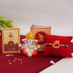 tied ribbons Religious TR-RB21-Mini GaneshaCradRakhi-NK001 Assorted Rakhi, Showpiece, Greeting Card, Chawal Roli Pack Set-picture-10
