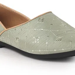 fausto Embroidery Sequin Ethnic Slip On Half Cut Juttis|Traditional Wedding Sherwani Mojaris For Men image 3