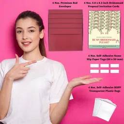 aanyacentric 5.8x8.3inch Will You be My Bridesmaid Invites with Envelopes Invitation Card image 2