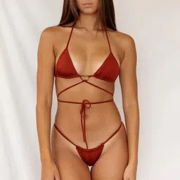 recent fashion NVC-651-Baby Blue-XS Solid Women Swim Bottom Orange Swimsuit image 5