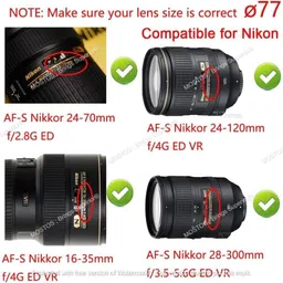 MOSTOS ; Brings Superior 77mm Lens Cap for AF-S NIKKOR 24-120mm f/4G Lens, AF-S 28mm f/1.4E ED f/1.4 LensLens Cap image 3