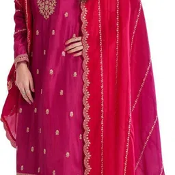 ghunawali Semi Stitched Silk Blend Kurta & Sharara Fabric Embroidered-picture-19