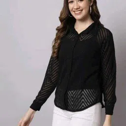 fabeveru Women Regular Fit Self Design Lapel Collar Casual Shirt-picture-19