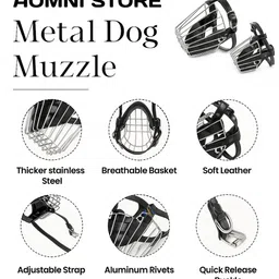 aomnistore Heavy duty iron muzzle for medium dog Adjustable metal cage for safety, training Medium Other Dog Muzzle image 2