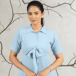 amarasha Women Empire Waist Blue Knee Length Dress image 5