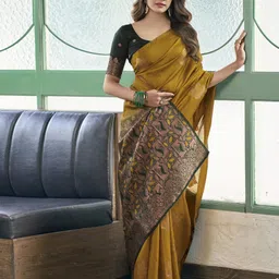 primeniks Woven, Embellished, Self Design Banarasi Silk Blend, Jacquard Saree image 3