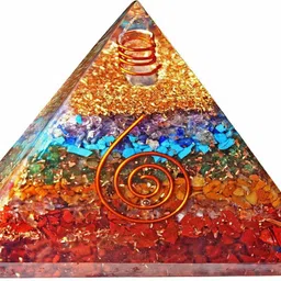 swara agate 7 Chakra Multicolor Crystal Pyramid for Positive Energy, Crystal, Copper Yantra-picture-19