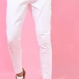 trending prabhu jeen Men Boyfriend Mid Rise White Jeans image 1