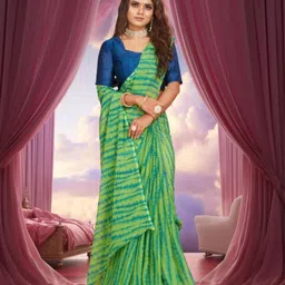 jayu Floral Print Leheria Georgette Saree image 3