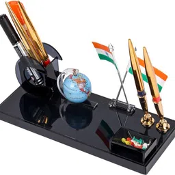 greatdio 2 Compartments Cast Acrylic Pen stand image 3