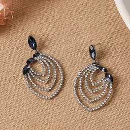 dressberry Women's Contrast Embellished Lined Eye Drop Earrings Alloy Drops & Danglers image 1