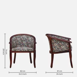 amberville from pepperfry Stalley Sheesham Wood Coffee Table Set in Floral & Scratch Resistant Honey Oak Finish With 2 Chairs image 4