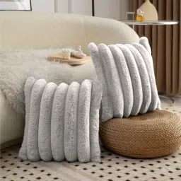 luxe home international White Striped 170 TC Polyester 2 Cushion Cover-picture-20