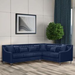 casacraft from pepperfry Nirvana LHS Sectional Sofa In Navy Blue Color-picture-2