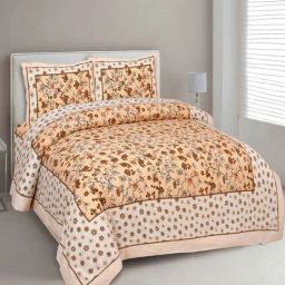 uniqchoice Yellow Floral 144 TC Cotton King Bedsheet and 2 Pillow Cover-picture-28