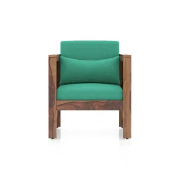 urban ladder Korai Plus single seater sofa -Finish -Teak,Fabric - Lagoon Green Futon image 2