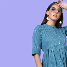 rangrasiya Women A-line Blue Midi/Calf Length Dress-picture-19