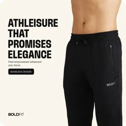 boldfit activewear Men Solid Black Track Pants image 4