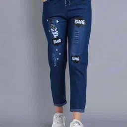 mstrendy Women Jogger Fit Mid Rise Dark Blue Jeans-picture-26