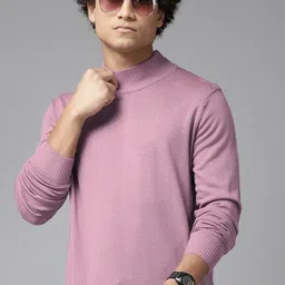 roadster Men Printed Turtle Neck Purple Sweater-picture-13